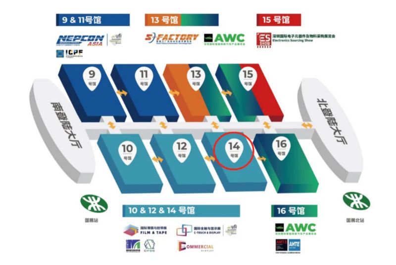 2024年深圳國(guó)際全觸與顯示展展館導(dǎo)覽圖:14號(hào)館